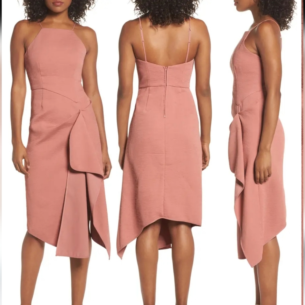 C/MEO COLLECTIVE FLUIDITY DRAPED MIDI DRESS XXS